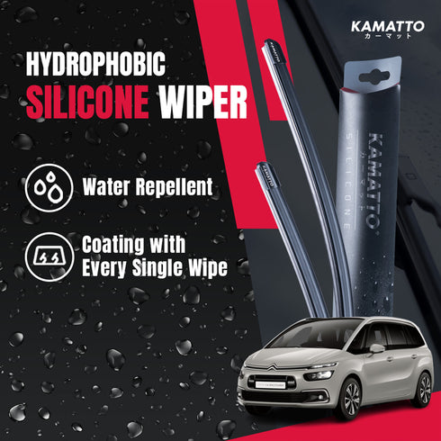 Kamatto Wiper Citroen C4 Grand Space Tourer (2013-Present) Hydrophobic Silicone Water Repelling Coating