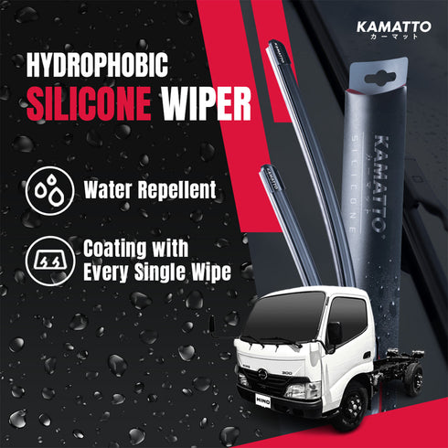 Kamatto Wiper Hino 300 Series 1st Gen Single Cabin (1999-2011) Hydrophobic Silicone Water Repelling Coating
