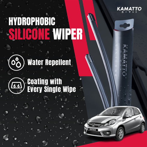 Kamatto Wiper Honda Brio (2011-2017) Hydrophobic Silicone Water Repelling Coating