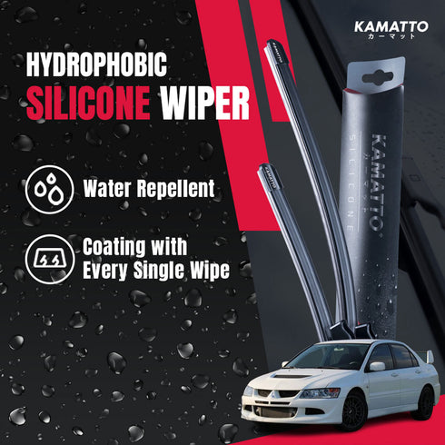 Kamatto Wiper MItsubishi Lancer Evolution 9 (2005-2007) Hydrophobic Silicone Water Repelling Coating
