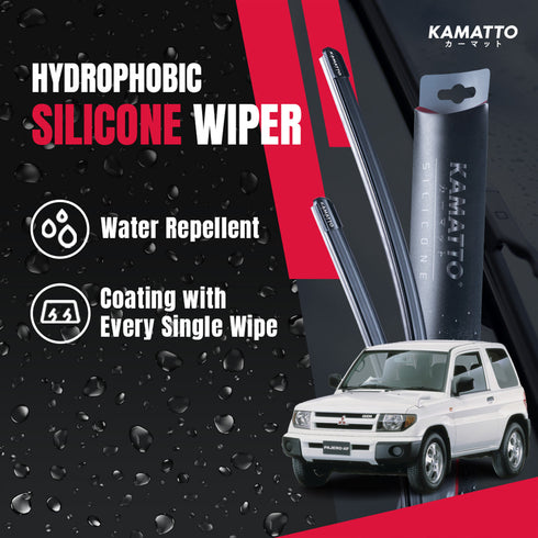 Kamatto Wiper Mitsubishi Pajero IO 3-Door (1998-2007) Hydrophobic Silicone Water Repelling Coating