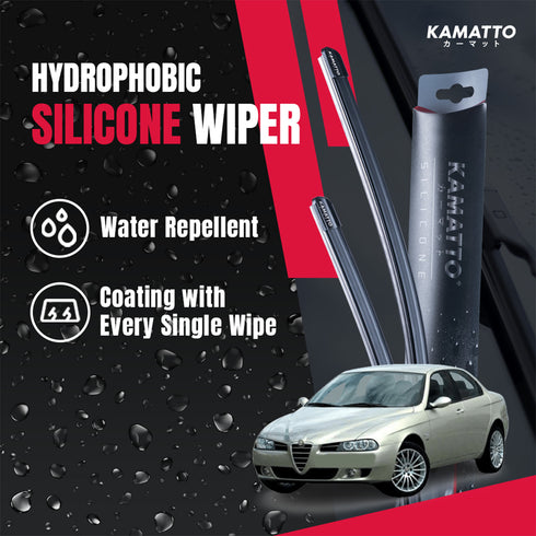 Kamatto Wiper Alfa Romeo 156 (1997-2007) Hydrophobic Silicone Water Repelling Coating