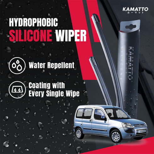 Kamatto Wiper Citroen Berlingo II (2003-2013) Hydrophobic Silicone Water Repelling Coating