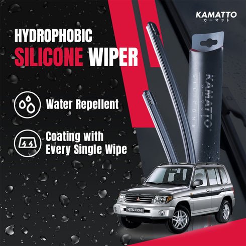 Kamatto Wiper Mitsubishi Pajero (2005-2009) Hydrophobic Silicone Water Repelling Coating