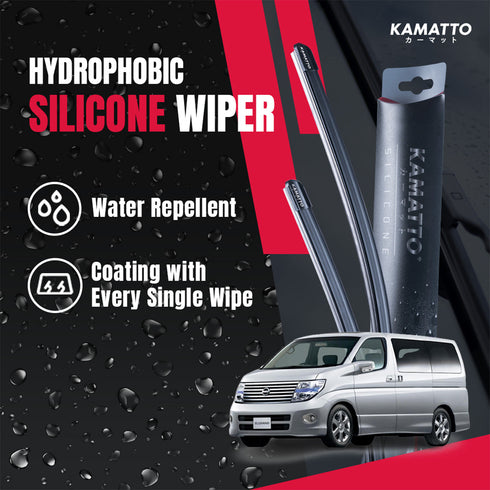 Kamatto Wiper Nissan Elgrand (2002-2010) Hydrophobic Silicone Water Repelling Coating