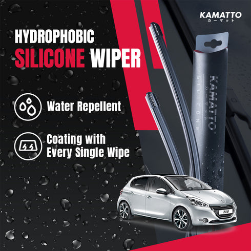 Kamatto Wiper Peugeot 208 (2013-2019) Hydrophobic Silicone Water Repelling Coating