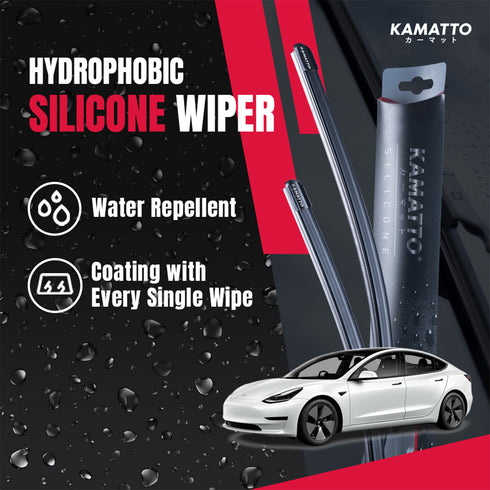 Kamatto Wiper Tesla Model 3 (2017-Present) Hydrophobic Silicone Water Repelling Coating